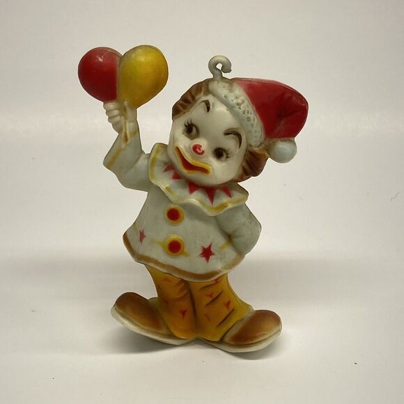 Vtg 1950’s Circus Clown Figurine Ornament Balloons Hong Kong 3” Tall PVC - Picture 1 of 10